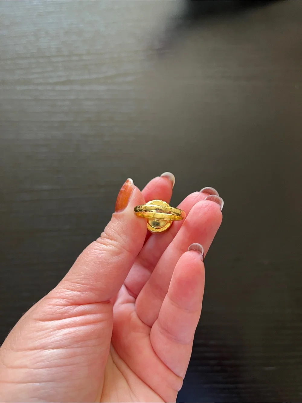 Gold Ring with White Druzy Stone - Elegant Women's Jewelry